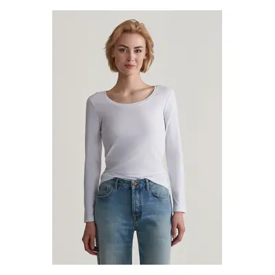 TRIČKO GANT SLIM COT/ELA LS SCOOP NECK TOP WHITE