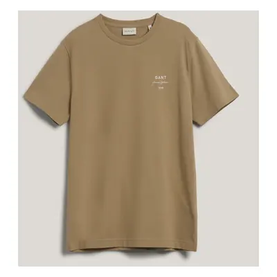 TRIČKO GANT LOGO SCRIPT PIQUE SS TSHIRT DRIED KHAKI