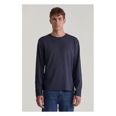 TRIČKO GANT EMBOSSED LS TSHIRT EVENING BLUE