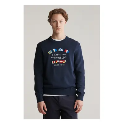 SVETR GANT NAUTICAL FLAGS C-NECK EVENING BLUE