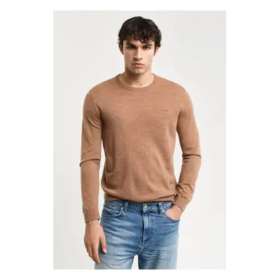 SVETR GANT EXTRAFINE MERINO WOOL C-NECK DK. SAND MELANGE