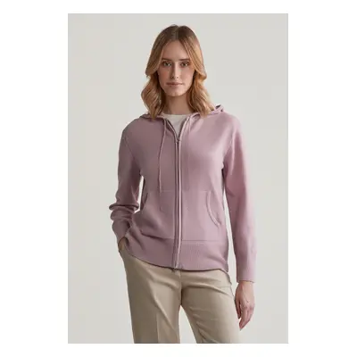 SVETR GANT SUPERFINE LAMBSWOOL ZIP HOODIE DUSTY PINK