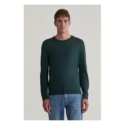 SVETR GANT EXTRAFINE MERINO WOOL C-NECK TARTAN GREEN