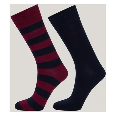 PONOŽKY GANT BARSTRIPE AND SOLID SOCKS 2-PACK RICH WINE