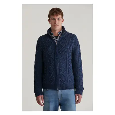 SVETR GANT CABLE ZIP CARDIGAN EVENING BLUE