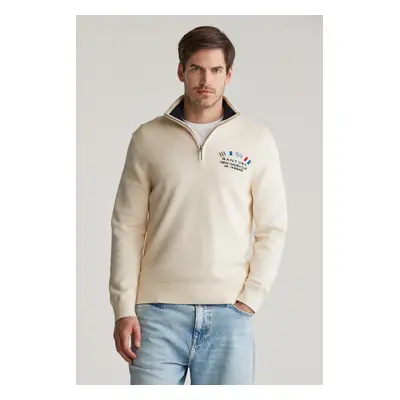 SVETR GANT NAUTICAL FLAGS HALF ZIP CREAM