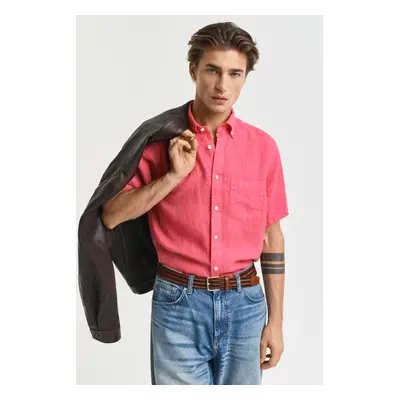 KOŠILE GANT REG GMNT DYED LINEN SS SHIRT WATERMELON RED