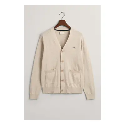 SVETR GANT CLASSIC COTTON V-CARDIGAN LIGHT BEIGE MELANGE