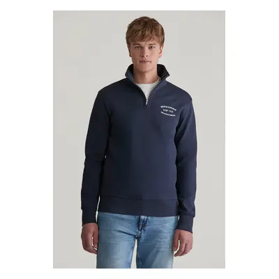 MIKINA GANT SMALL GRAPHIC SWEAT HALF ZIP EVENING BLUE