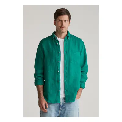 KOŠILE GANT REG GMNT DYED LINEN SHIRT DEEP GREEN