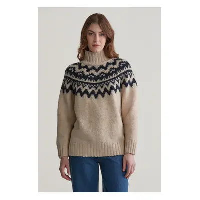 SVETR GANT FAIR ISLE STAND COLLAR CREAM