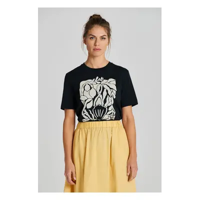 TRIČKO GANT REL PALM PRINT SS T-SHIRT BLACK