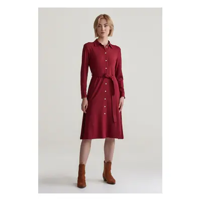 ŠATY GANT SLIM JERSEY SHIRT DRESS PLUMPED RED