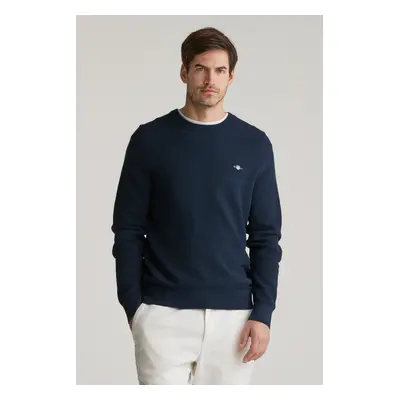 SVETR GANT MICRO TEXTURED COTTON C-NECK EVENING BLUE