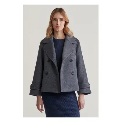 BUNDA GANT CROPPED HERRINGBONE WOOL JACKET EVENING BLUE