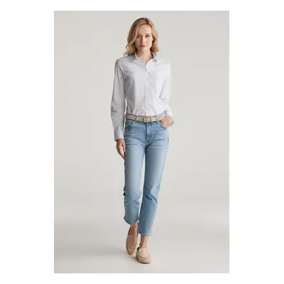 DŽÍNY GANT CROPPED SLIM JEANS SEMI LIGHT BLUE