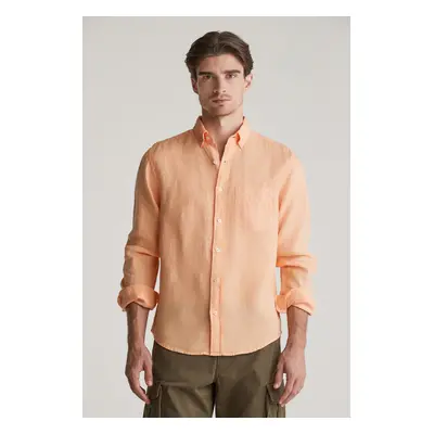 KOŠILE GANT REG GMNT DYED LINEN SHIRT PEACHY ORANGE