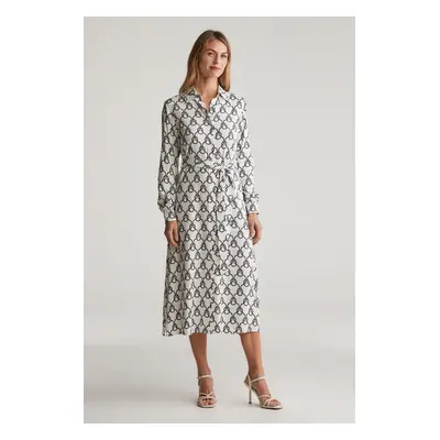 ŠATY GANT SLIM ROPE PRINT SHIRT DRESS CREAM