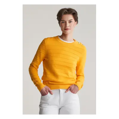 SVETR GANT TEXTURED COTTON C-NECK DAFFODIL YELLOW