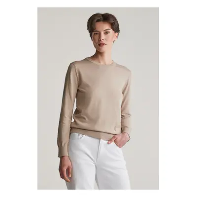 SVETR GANT FINE KNIT C-NECK DRY SAND