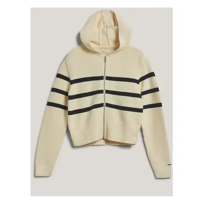 SVETR GANT STRIPED BRETON KNIT SWEATER CREAM