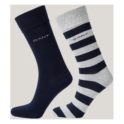 PONOŽKY GANT BARSTRIPE AND SOLID SOCKS 2-PACK LIGHT GREY MELANGE