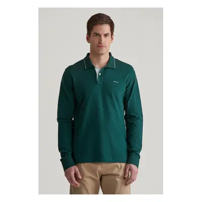 POLOKOŠILE GANT TEXTURED COLLAR POLO TARTAN GREEN