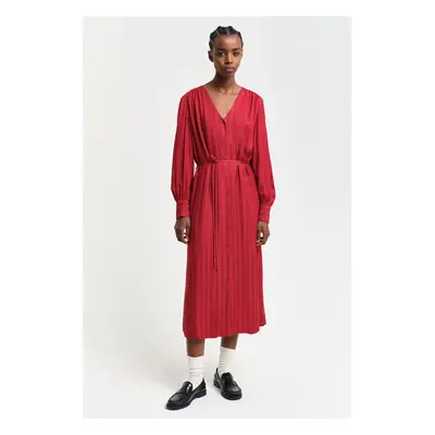 ŠATY GANT RELAXED SATIN STRIPE SHIRT DRESS CHERRY RED