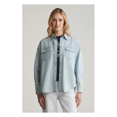 KOŠILE GANT REL POCKET DENIM SHIRT LIGHT INDIGO