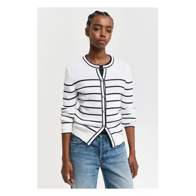 KARDIGAN GANT RIBBED BRETON CARDIGAN CREAM