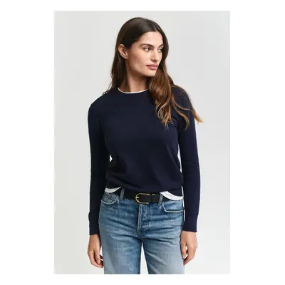 SVETR GANT FINE KNIT C-NECK EVENING BLUE