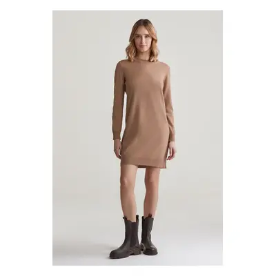 ŠATY GANT SUPERFINE LAMBSWOOL DRESS CARAMEL BEIGE