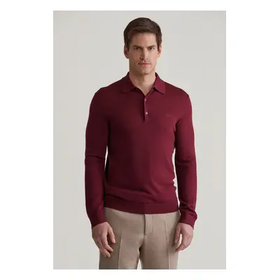 SVETR GANT EXTRAFINE MERINO WOOL POLO WINE RED