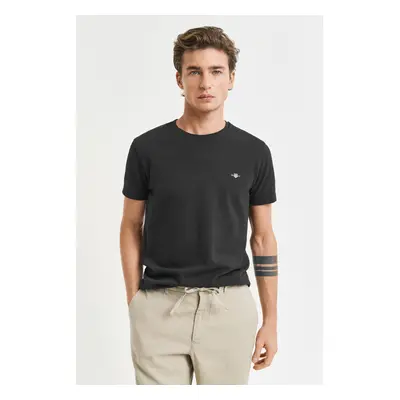 TRIČKO GANT SLIM PIQUE SS T-SHIRT BLACK