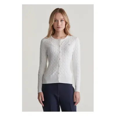 SVETR GANT STRETCH COTTON CABLE CARDIGAN EGGSHELL