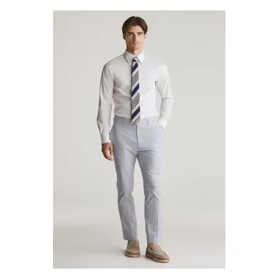 KALHOTY GANT SLIM TAPERED SEERSUCKER SUIT PANTS RICH BLUE