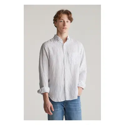 KOŠILE GANT REG LINEN STRIPE SHIRT WHITE