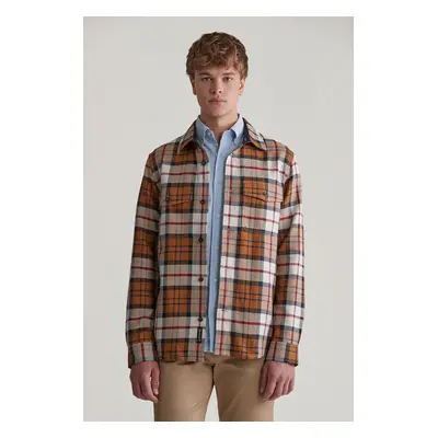 KOŠILE GANT HERRINGBONE CHECK OVERSHIRT WARM EARTH