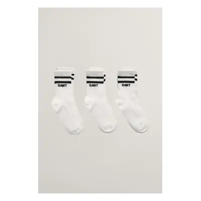 PONOŽKY GANT LOGO RIB SOCKS 3-PACK WHITE