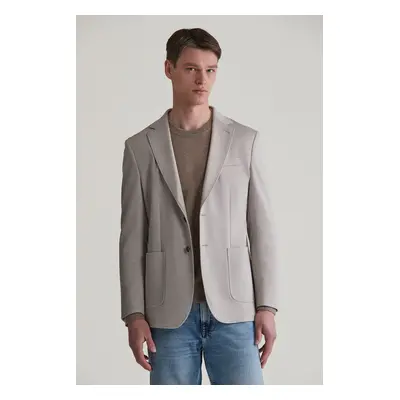 SAKO GANT SLIM TWO-TONED TWILL JERSEY BLAZER CHATEAU GREY