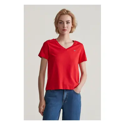 TRIČKO GANT REG SHIELD SS V-NECK T-SHIRT BRIGHT RED