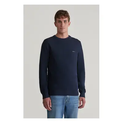 SVETR GANT COTTON PIQUE C-NECK EVENING BLUE