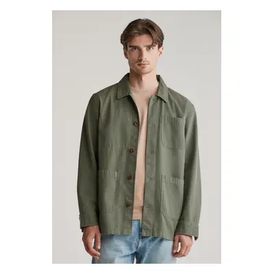 KOŠILE GANT REG HERRINGBONE WORKWEAR OVERSHIRT JUNIPER GREEN