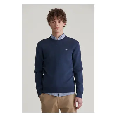 SVETR GANT 2-TONE TEXTURED C-NECK MARINE MELANGE