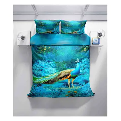 3D Povlečení polycotton fantasy Páv TiaHome - 1x Polštář 90x70cm, 1x Přikrývka 140x200cm