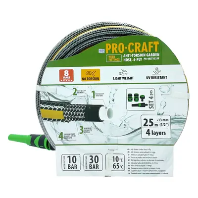 Procraft PR-4KAT1325F - černo-žlutá zahradní hadice