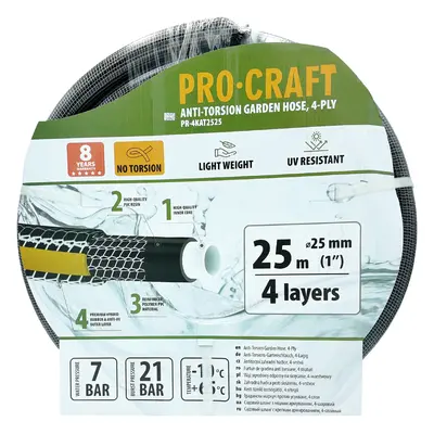 Procraft PR-4KAT2525 - černo-žlutá zahradní hadice