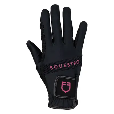 EQUESTRO Rukavice Multicolor Logo EQUESTRO, pro dospělé, black/fuchsia