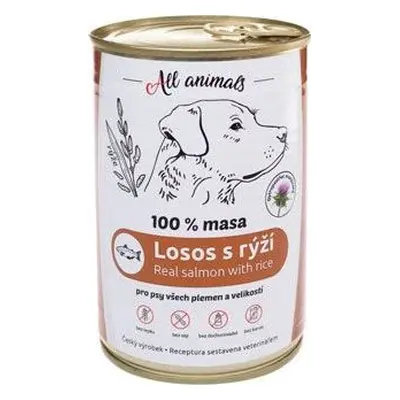 All Animals Konzerva pro psy ALL ANIMALS, losos mletý+rýže, 400 g