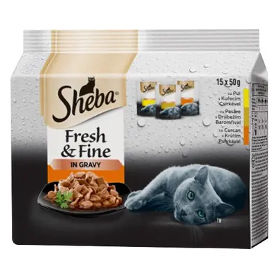 Kapsičky pro kočky Sheba Fresh&Fine, drůbeží výběr, 15x50 g